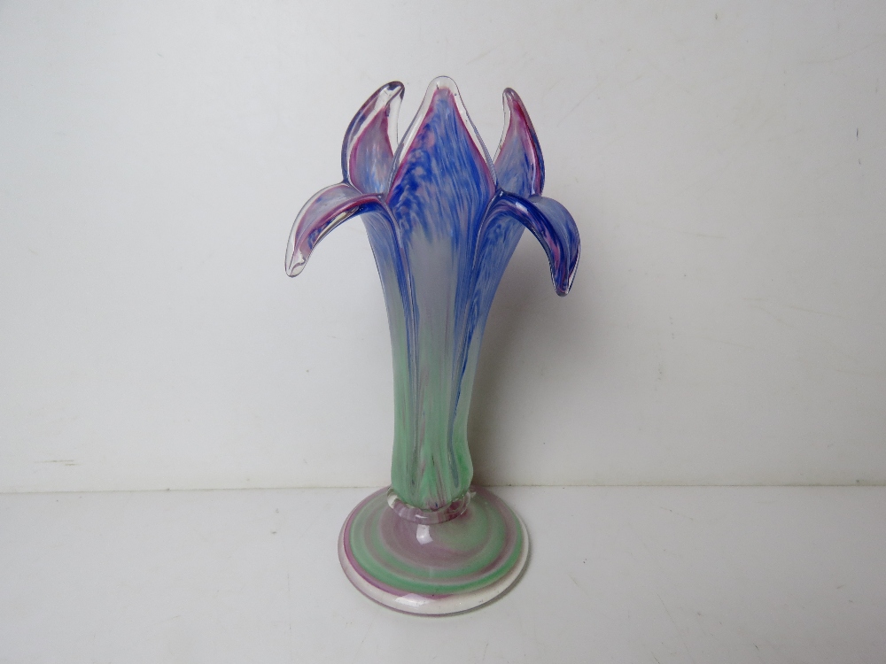 An Art Glass vase in the form of a flower standing 22cm high.