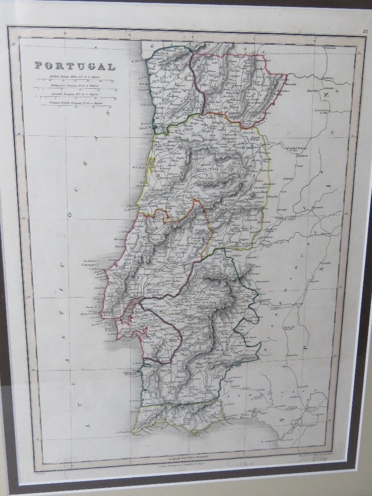 A hand coloured map of Portugal published by C Smith 172 Strand,