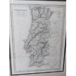 A hand coloured map of Portugal published by C Smith 172 Strand,