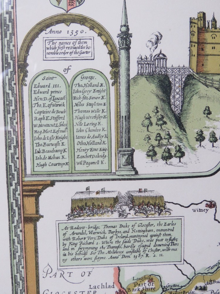 A contemporary print of a Berkshire map dated 1350, framed and glazed, overall size 61 x 49cm. - Image 3 of 3