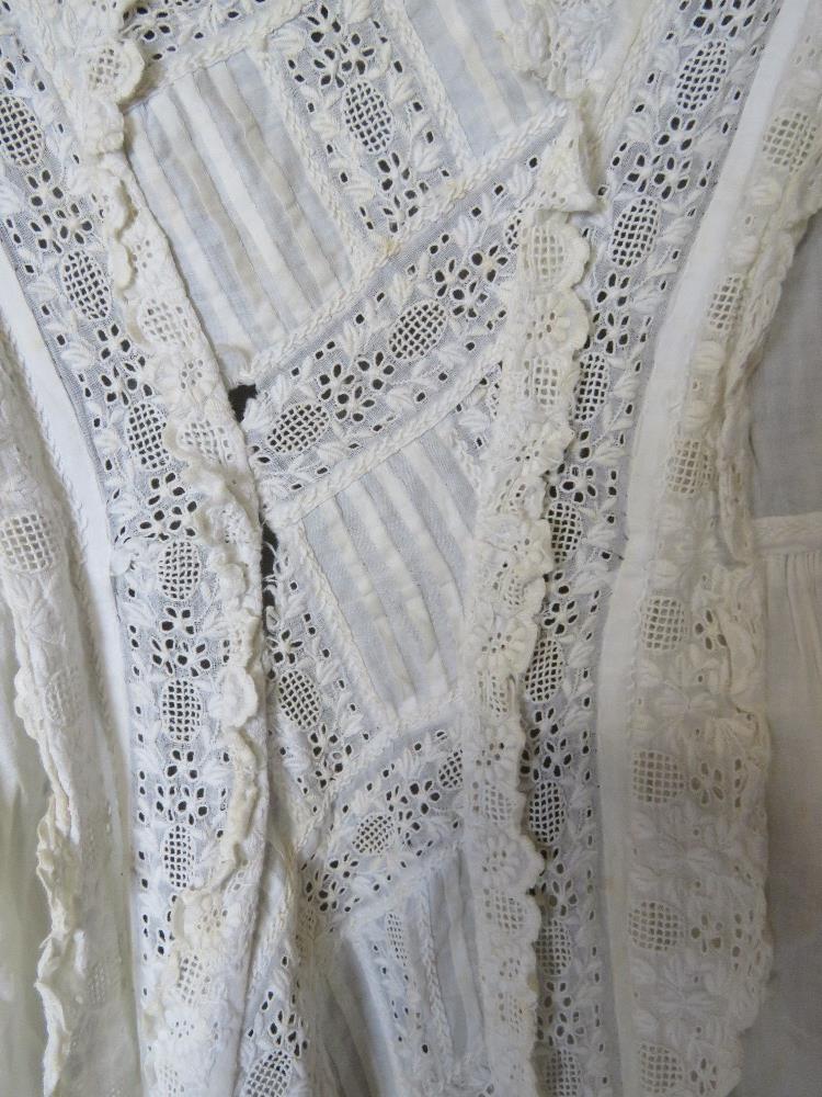 A white cotton and lace Christening robe. - Image 2 of 4