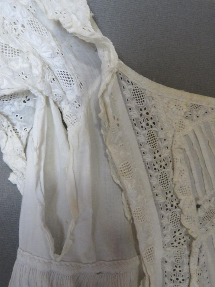 A white cotton and lace Christening robe. - Image 3 of 4