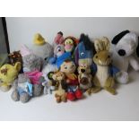 A quantity of cuddly toys inc Disney's Dumbo, Trolls, Lion King, Eeyore, Tigger, The Gruffalo,