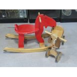 Two wooden children's toys being a rocking horse, approx 73cm in length,