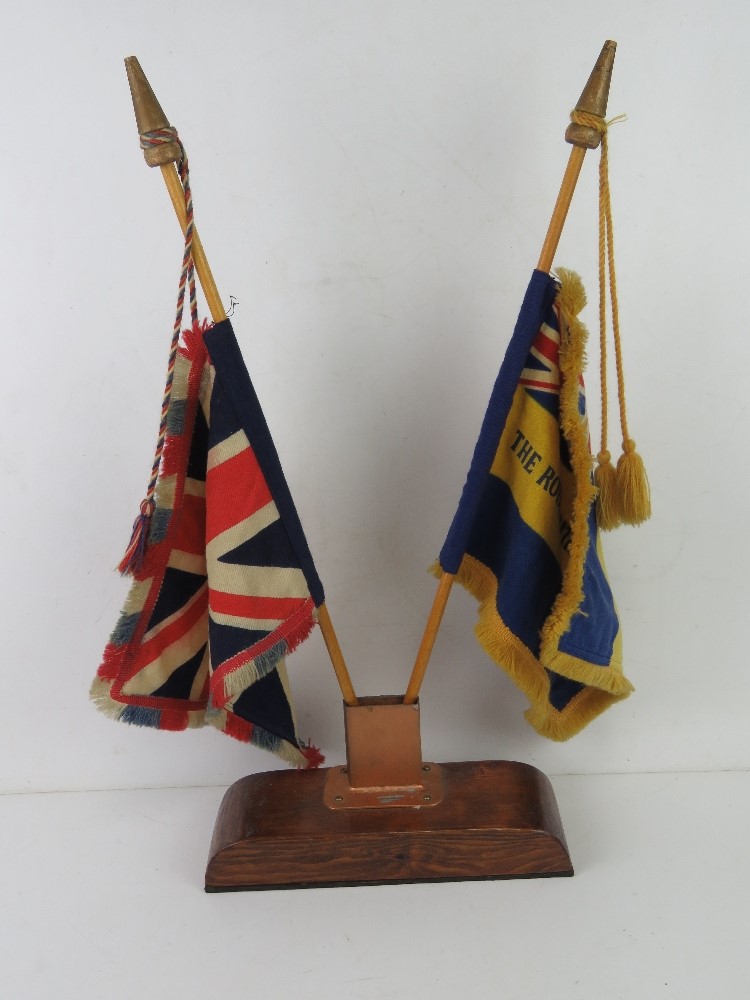 A pair of vintage tabletop desk flags be