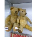 TWO VINTAGE JOINTED TEDDY BEARS.