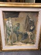 ROBERT MEDLEY (1905-1994). ARR. FIGURE STUDIES, SIGNED, OIL ON BOARD, 68 x 62cms.