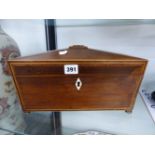 A REGENCY ROSEWOOD AND INLAID TEA CADDY.