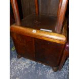 AN ART DECO DRINKS CABINET, THE OAK QUARTER VENEERED TOP EDGES BY QUARTER ROUND SATIN WOOD BAND