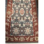 AN ORIENTAL FLAT WEAVE RUNNER. 275 x 93cms. TOGETHER WITH A SMALL KELIM MAT AND TWO MACHINE MADE
