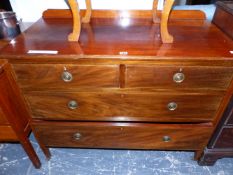 A CHEQUER LINE INLAID MAHOGANY WASH STAND CHEST OF TWO SHORT AND TWO LONG DRAWERS ON SQUARE