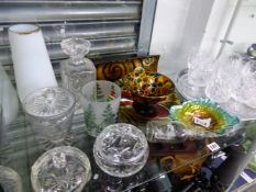 VARIOUS DECORATIVE AND DRINKING GLASSWARES.