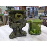 A BRETBY PLANTER MOULDED IN RELIEF WITH A DRAGON FLY AND A FLOWER ON THE GREEN FAUX BOIS GROUND. H