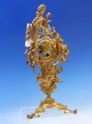 A LATE 18th/EARLY 19th C. GILT METAL WATCH STAND CAST WITH A COCKEREL AND TWO AMORINI REPRESENTING