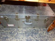 A LARGE ALLOY CABIN TRUNK.