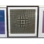 VICTOR VASARELY (1909-1997) ARR. ABSTRACT COMPOSITION, PENCIL SIGNED PRINT 79 x 75cms