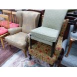 TWO WING ARMCHAIRS TOGETHER WITH A NURSING CHAIR