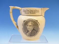 A RICHARD HALL & SON JUG COMMEMORATING THE 1824 VISIT OF GENERAL LA FAYETTE TO THE UNITED STATES