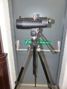 A PAIR OF MONK OBSERVER 20 X 80 BINOCULARS ON TRIPOD STAND.