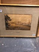 ATTRIBUTED TO J. VARLEY (1778-1842) WARWICK CASTLE, FROM LEAMINGTON ROAD. 19 x 30cms