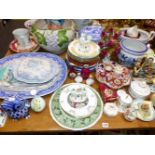 VARIOUS VICTORIAN AND LATER BLUE AND WHTE CHINA WARES, TRINKET BOXES AND OTHER ORNAMENTS, COALPORT