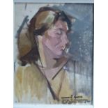 KENNETH MARTIN (1905-1984) ARR. PORTRAIT, INSCRIBED OIL SKETCH ON BOARD. 37 x 29cms. TOGETHER WITH