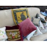 SIXTEEN VARIOUS CUSHIONS