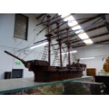 A LARGE MODEL SAILING SHIP.