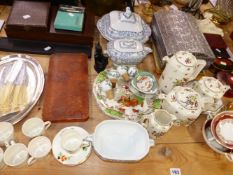 A QUANTITY OF VINTAGE CHINA INC. DOULTON, TRINKET BOXES, CUTLERY ETC.