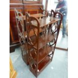 .A PAIR OF 20th C. MAHOGANY OPEN WALL SHELFS