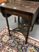 A 19th C. PAINTED MAHOGANY PEMBROKE TABLE, THE TOP WITH PUTTI AMONGST FRUIT FLANKING A VASE, THE