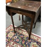 A 19th C. PAINTED MAHOGANY PEMBROKE TABLE, THE TOP WITH PUTTI AMONGST FRUIT FLANKING A VASE, THE