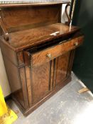 A REGENCY SATINWOOD SIDE CABINET WITH A THREE QUARTER GALLERIED, CROSS BANDED AND EBONY LINE