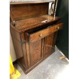 A REGENCY SATINWOOD SIDE CABINET WITH A THREE QUARTER GALLERIED, CROSS BANDED AND EBONY LINE