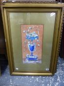 LATE 19th CENTURY SCHOOL "THE FRENCH URN" SIGNED INDISTINCTLY WATERCOLOUR 42x21cms TOGETHER WITH A