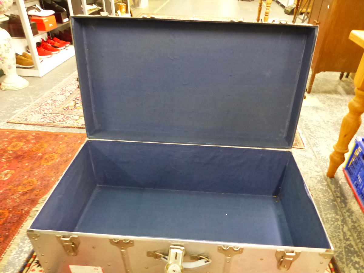 A LARGE ALLOY CABIN TRUNK. - Image 13 of 14