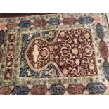 A FINELY WOVEN SILK PRAYER RUG, PROBABLY HEREKE 138 x 100cms