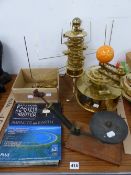 A SCIENTIFIC VACUUM PUMP AND TWO MECHANICAL ORRERY