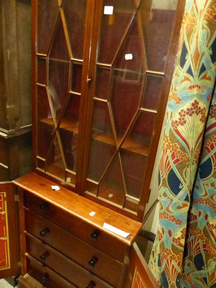 A 19th C. MAHOGANY DISPLAY CABINET, THE UPPER HALF WITH ASTRAGAL GLAZED DOOR, THE BASE WITH A - Image 9 of 9