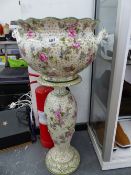 A LARGE ROYAL WINTONIA JARDINIERE ON STAND