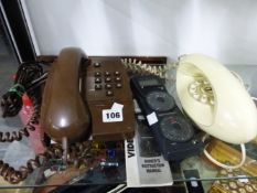 TWO VINTAGE TELEPHONES, AND A "VIDEO CO PILOT".