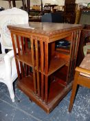 AN EDWARDIAN MAHOGANY ROTARY BOOKCASE. W 49 x H 85cms.