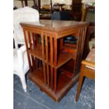 AN EDWARDIAN MAHOGANY ROTARY BOOKCASE. W 49 x H 85cms.