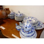 A QUANTITY OF BLUE AND WHITE MINTONS DINNER WARES, AND TWO POTTERY JUGS.