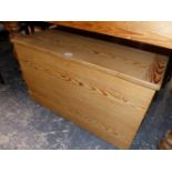 A PINE COFFER. W 81 x D 49 x H 48.5cms.