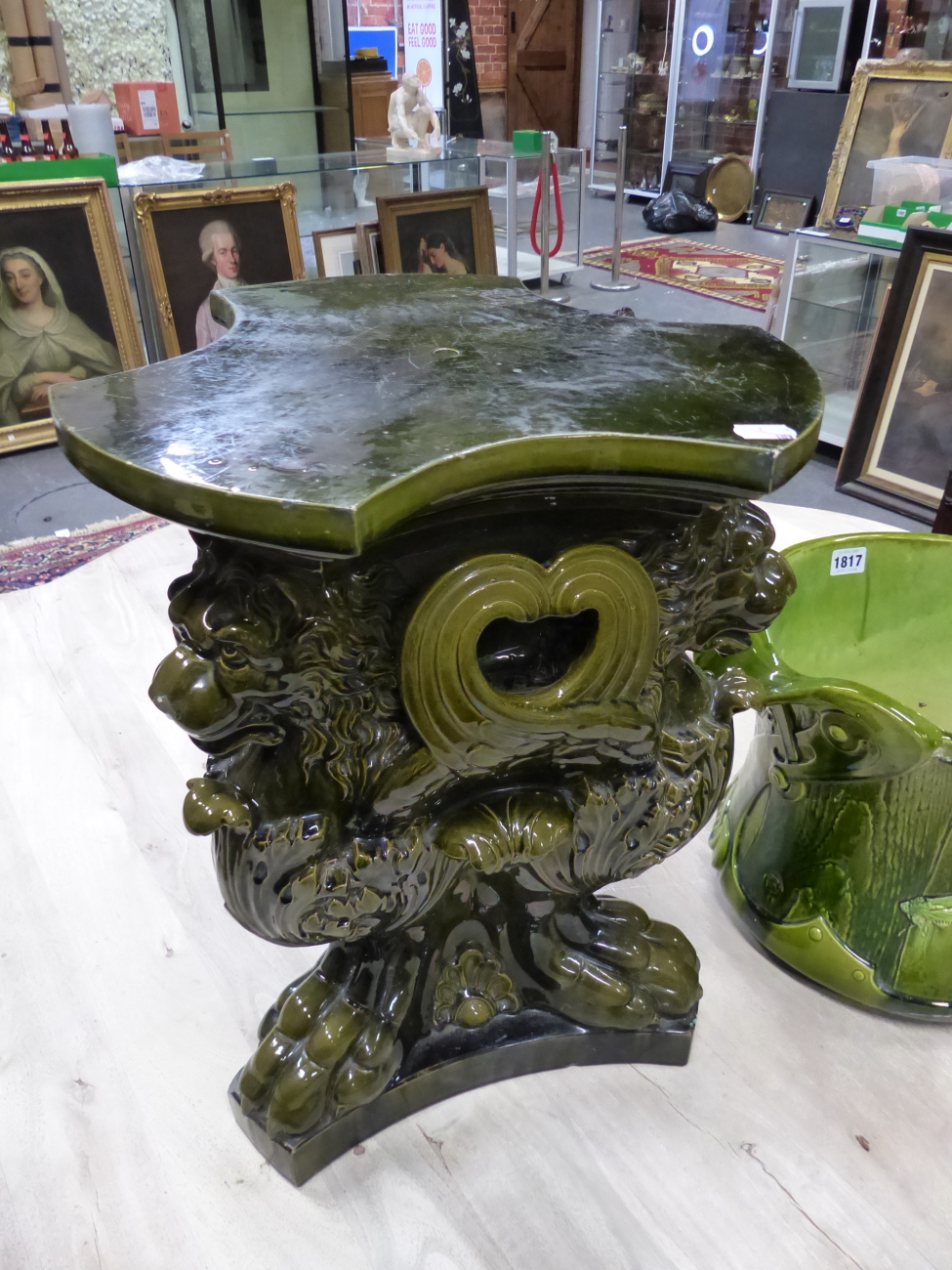 A BRETBY PLANTER MOULDED IN RELIEF WITH A DRAGON FLY AND A FLOWER ON THE GREEN FAUX BOIS GROUND. H - Image 3 of 29