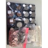 VARIOUS COINS TO INCLUDE SHILLINGS, SIXPENCES, COPPER COINS, FOREIGN COINS, COMMEMORATIVE COINS ETC.