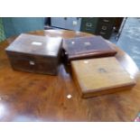 A ROSEWOOD DRESSING CASE AND TWO CUTLERY BOXES.