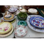 A LARGE DEEP MEAT PLATTER, AN ART POTTERY PLATE, ANTIQUE, ORIENTAL, AND OTHER CHINA WARES.