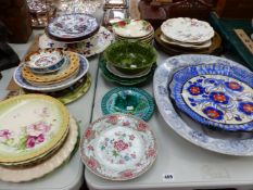 A LARGE DEEP MEAT PLATTER, AN ART POTTERY PLATE, ANTIQUE, ORIENTAL, AND OTHER CHINA WARES.